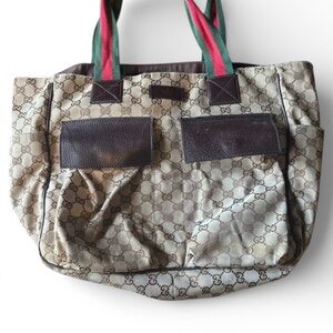 Vintage Gucci Monogram Beige and Brown Tote